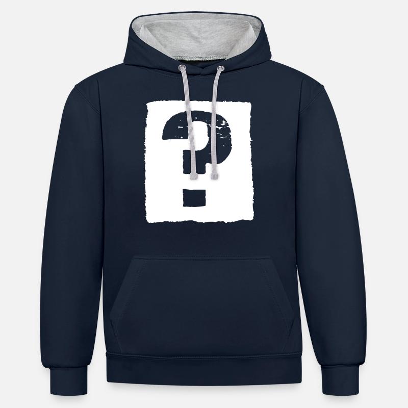 Point d’interrogation ! - Sweat à capuche contrasté - bleu marine/gris chiné