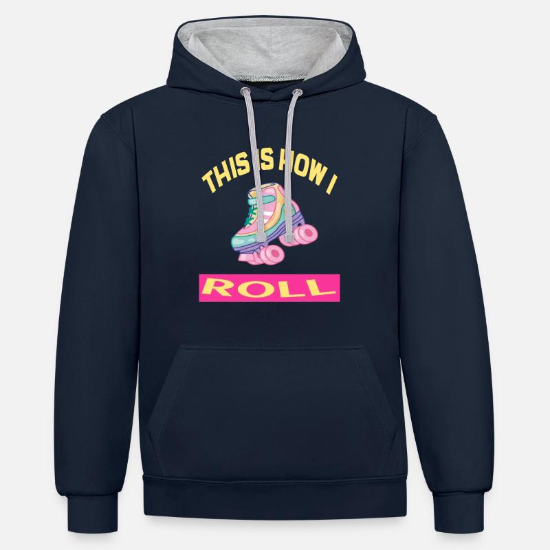 This i how I roll Rollerskates Rollerskating - Contrast hoodie - navy/heather grey