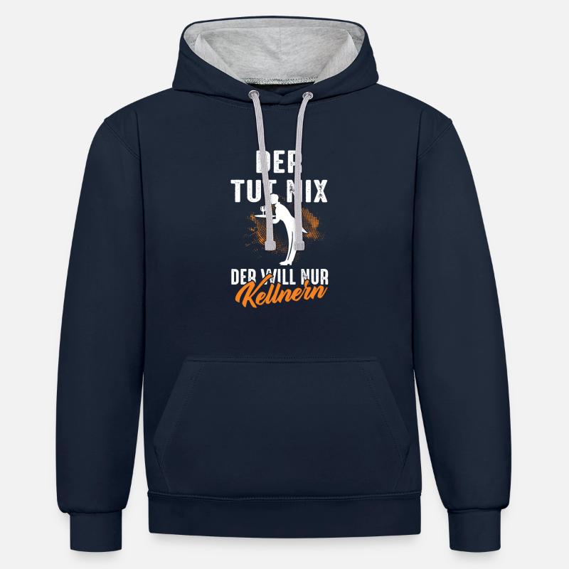Kellner Kellnern Restaurant Bediunung Oberkellner - Kontrast-Hoodie - Navy/Grau meliert