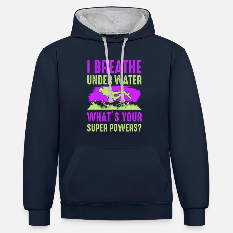 Plongée Superpower Humor Div - Sweat à capuche contrasté - bleu marine/gris chiné