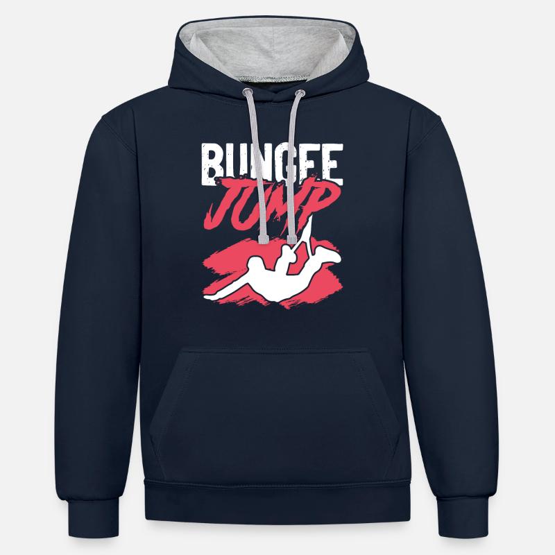 Saut à l'élastique - Sweat à capuche contrasté - bleu marine/gris chiné