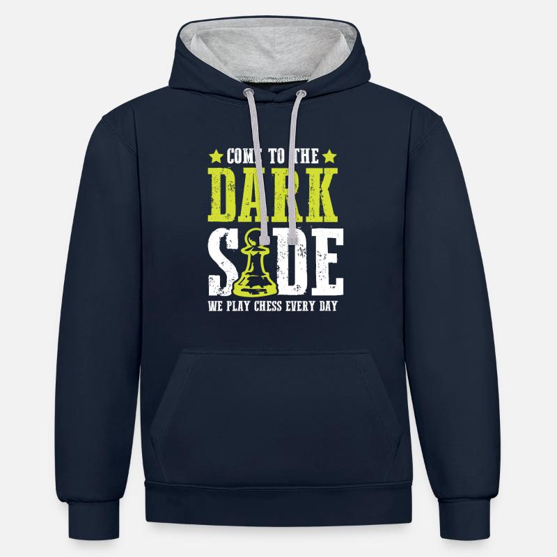 Jeu d’échecs échecs - Sweat à capuche contrasté - bleu marine/gris chiné