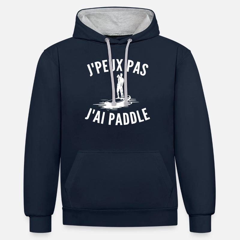 je peux pas j'ai paddle - Sweat à capuche contrasté - bleu marine/gris chiné