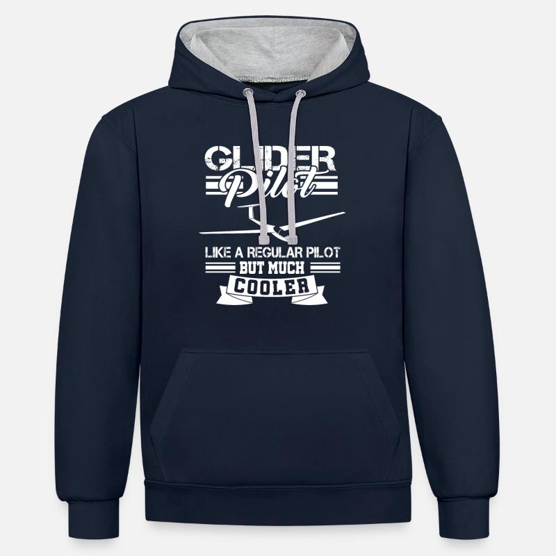 Planeur pilote planeur - Sweat à capuche contrasté - bleu marine/gris chiné