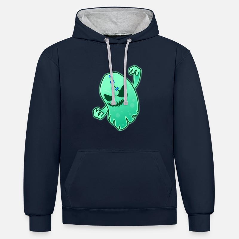 funny space ghost shirt - Sweat à capuche contrasté - bleu marine/gris chiné