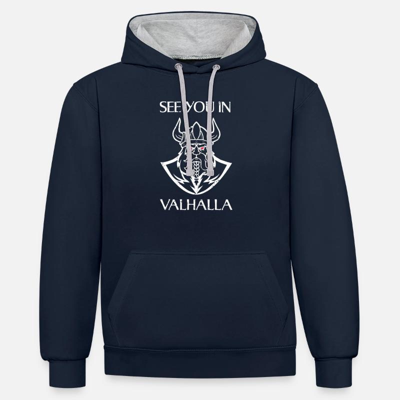 Viking Valhalla - Sweat à capuche contrasté - bleu marine/gris chiné