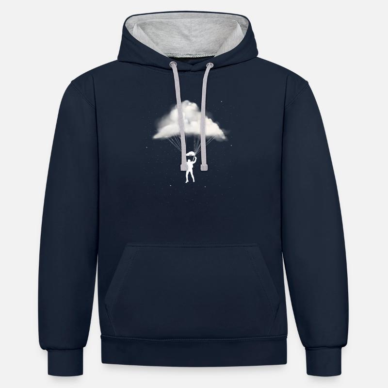 skydiving gift skydive - Sweat à capuche contrasté - bleu marine/gris chiné