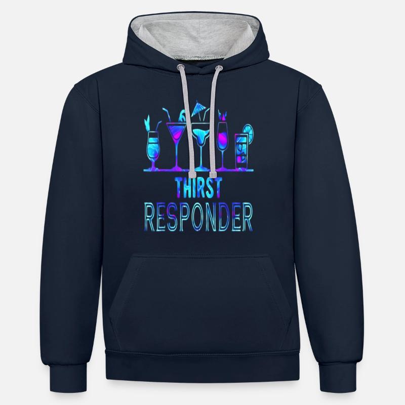 Thirst Responder Bartender T Shirt - Sweat à capuche contrasté - bleu marine/gris chiné