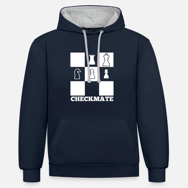 Échec et mat! - Sweat à capuche contrasté - bleu marine/gris chiné
