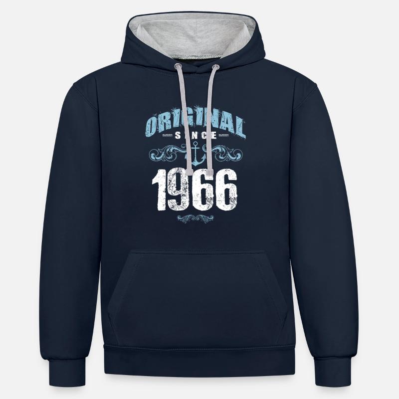 1966 original depuis - Sweat à capuche contrasté - bleu marine/gris chiné