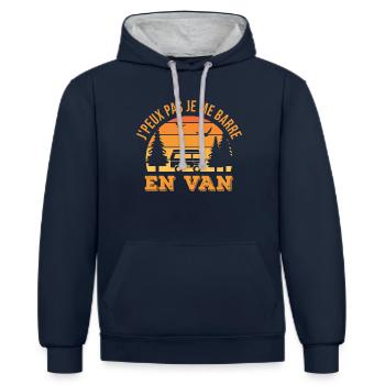j'peux pas je me barre en van cadeau anniversaire - Sweat à capuche contrasté - bleu marine/gris chiné - Devant - Nico (186cm)