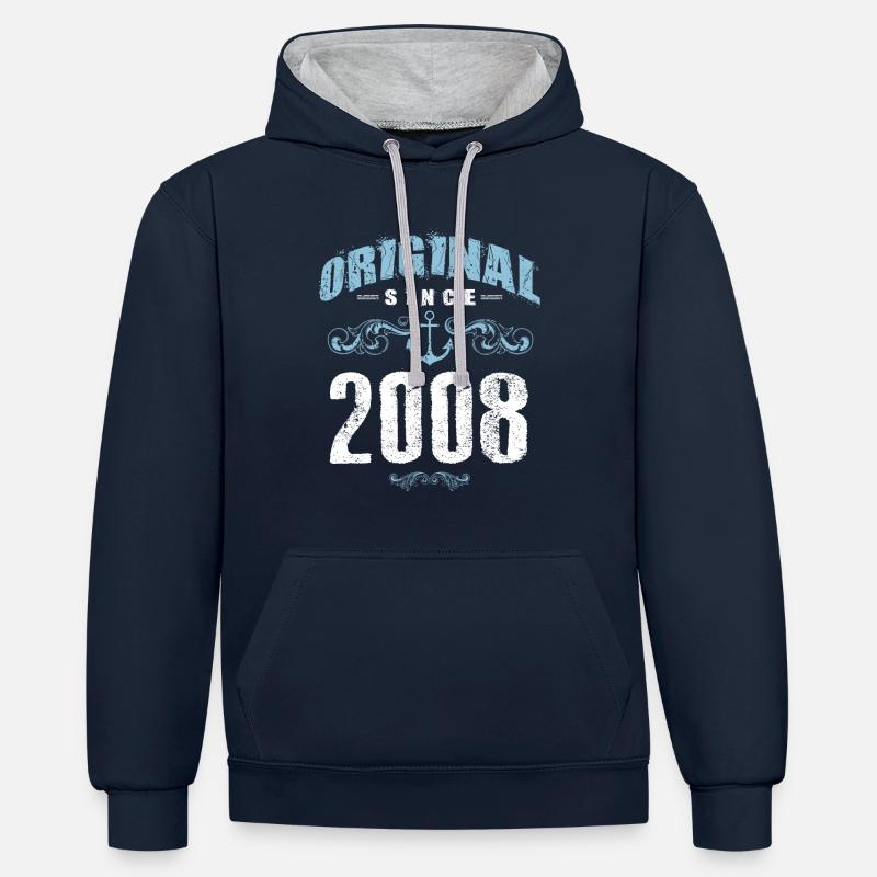 2008 original depuis - Sweat à capuche contrasté - bleu marine/gris chiné