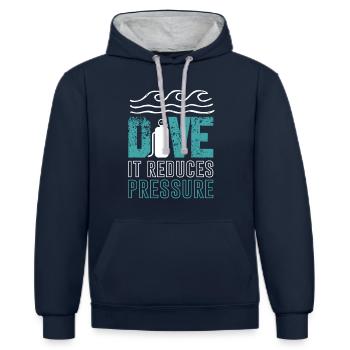 duiken - Contrast hoodie - navy/grijs gemêleerd - Voor - Nico (186cm)
