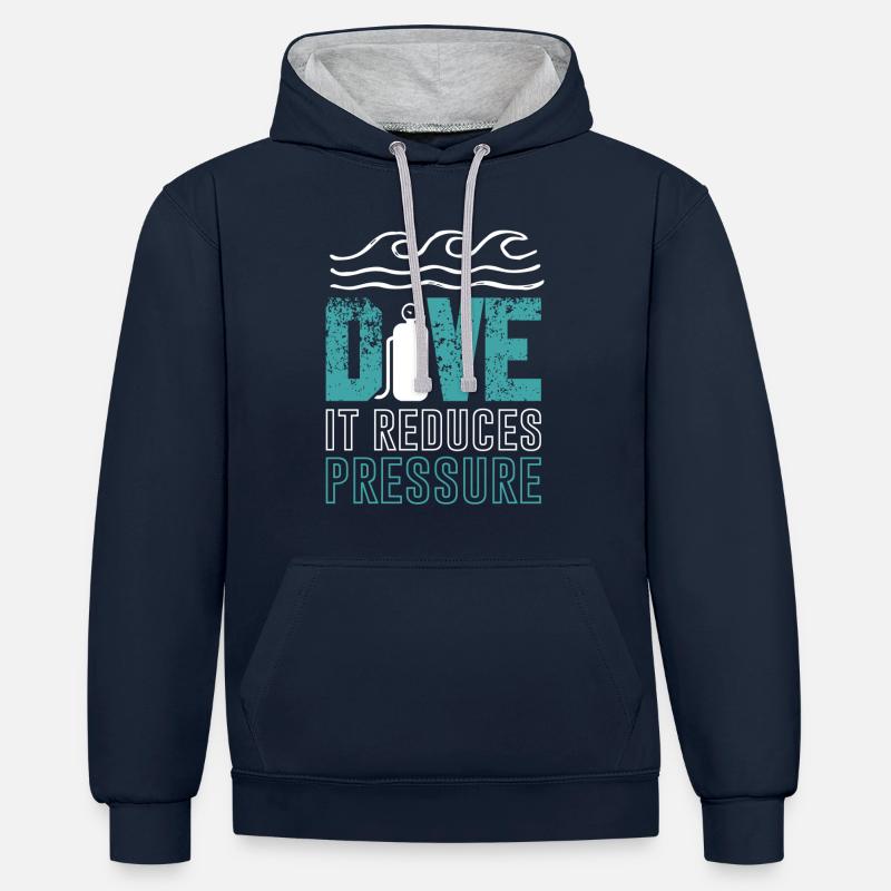 plongée plongée - Sweat à capuche contrasté - bleu marine/gris chiné