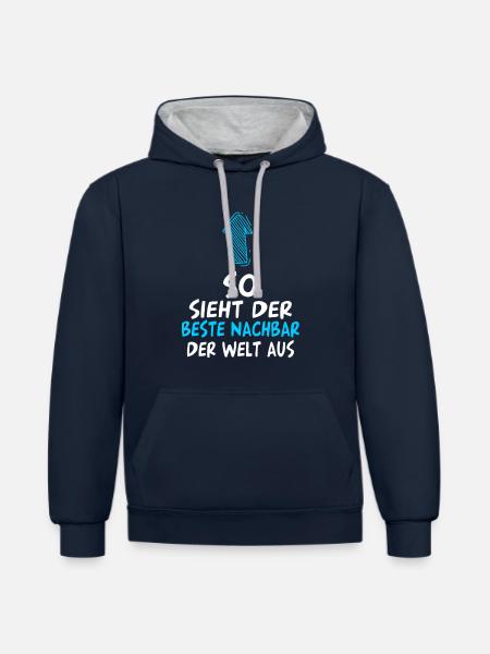 Bester Nachbar - Kontrast-Hoodie - Navy/Grau meliert