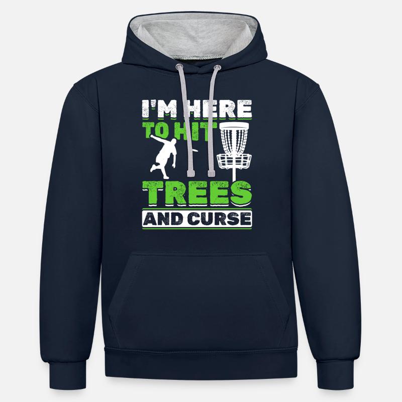 Frisbee Disc Golf - Sweat à capuche contrasté - bleu marine/gris chiné