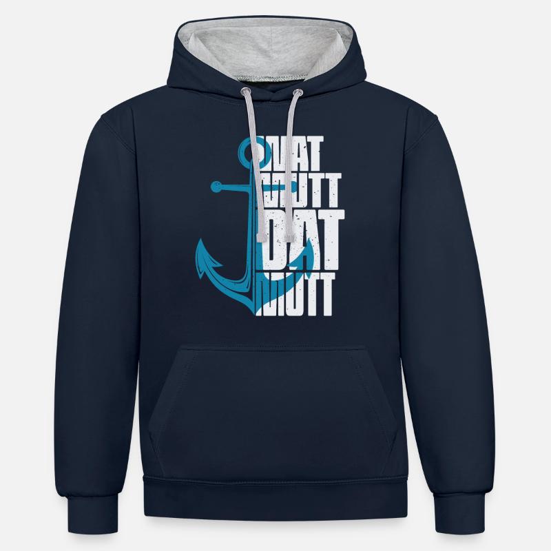 Wat Mutt Dat Mutt - Sweat à capuche contrasté - bleu marine/gris chiné