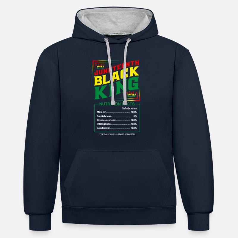 Juneteenth Black King Valeur nutritive - Sweat à capuche contrasté - bleu marine/gris chiné
