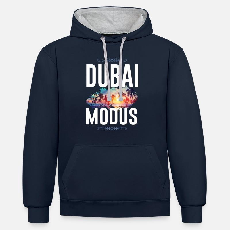 Mode Dubaï - Sweat à capuche contrasté - bleu marine/gris chiné