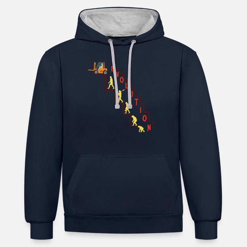 Staplerfahrer - Evolution - Kontrast-Hoodie - Navy/Grau meliert
