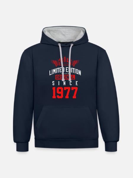 1977 limited edition - Contrast hoodie - navy/heather grey