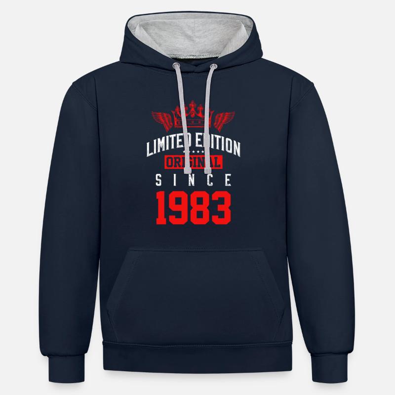 Édition limitée 1983 - Sweat à capuche contrasté - bleu marine/gris chiné