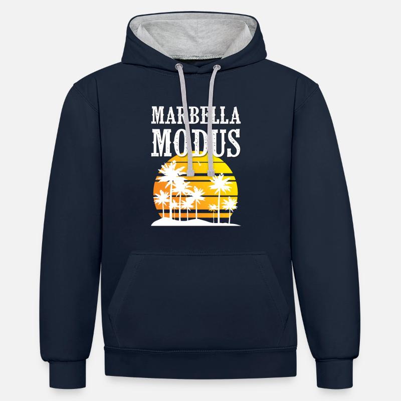 Marbella Mode - Sweat à capuche contrasté - bleu marine/gris chiné