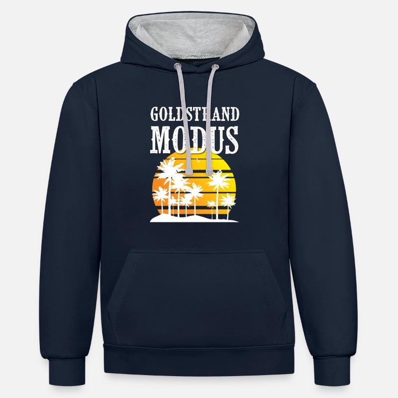 Mode Sables dorés - Sweat à capuche contrasté - bleu marine/gris chiné