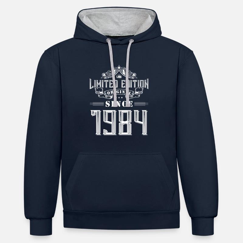 Édition limitée 1984 - Sweat à capuche contrasté - bleu marine/gris chiné