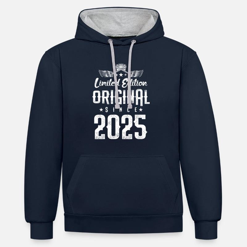 Édition limitée 2025 - Sweat à capuche contrasté - bleu marine/gris chiné