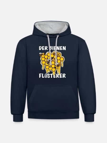 Imker der Bienen Flüsterer - Kontrast-Hoodie - Navy/Grau meliert