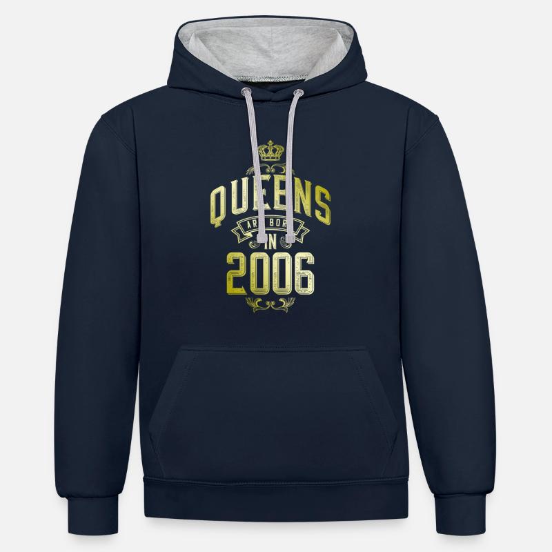 Queens nés en 2006 - Sweat à capuche contrasté - bleu marine/gris chiné