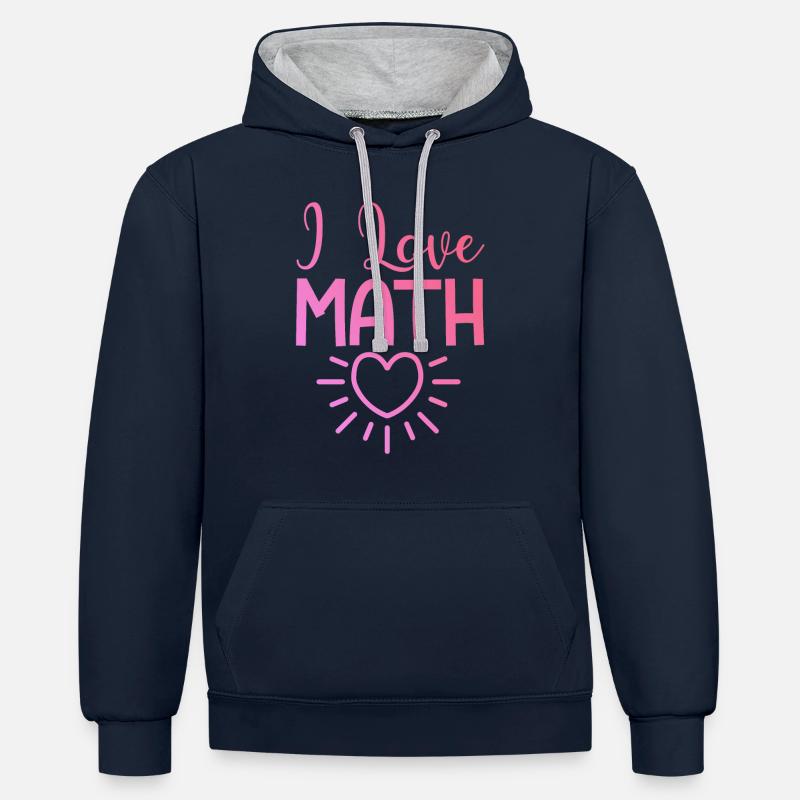 J’adore les maths - Sweat à capuche contrasté - bleu marine/gris chiné