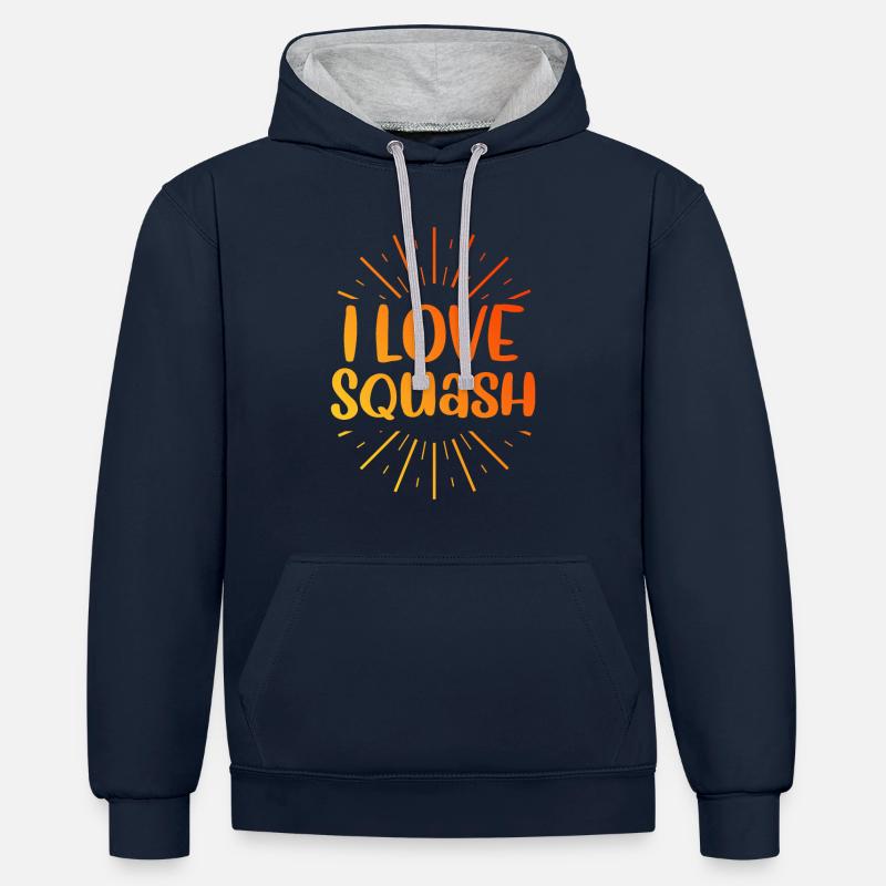 J’adore le squash - Sweat à capuche contrasté - bleu marine/gris chiné