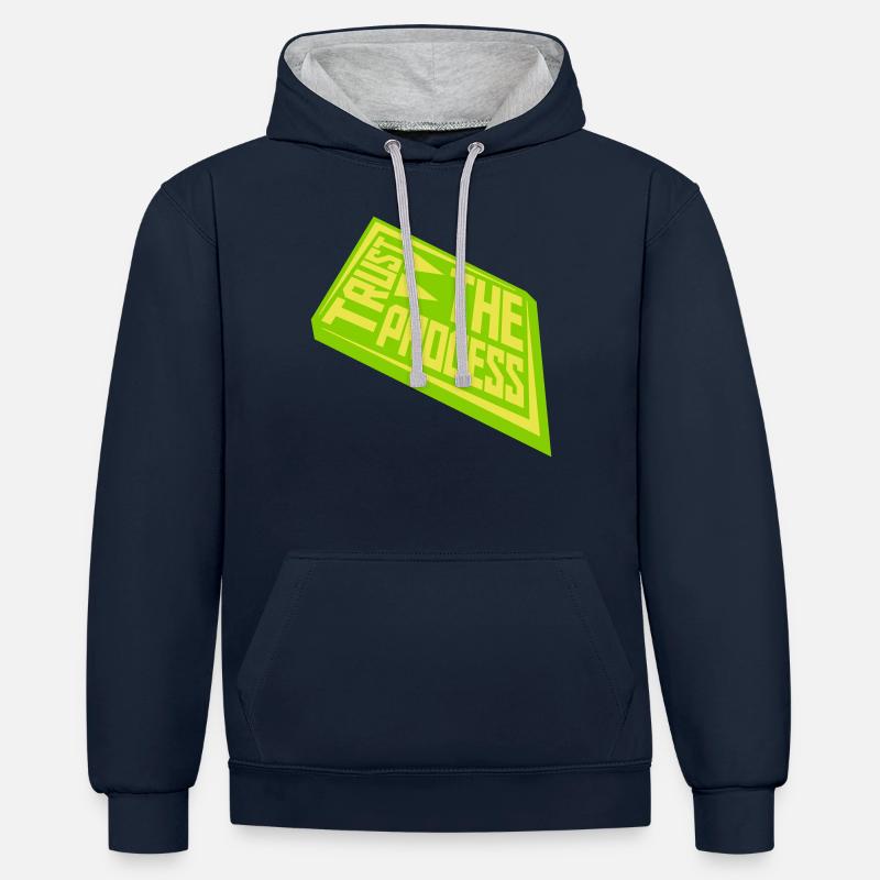 faire confiance au processus Devis - Sweat à capuche contrasté - bleu marine/gris chiné