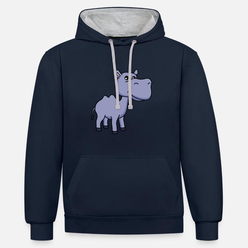 Camel Comic - Sweat à capuche contrasté - bleu marine/gris chiné