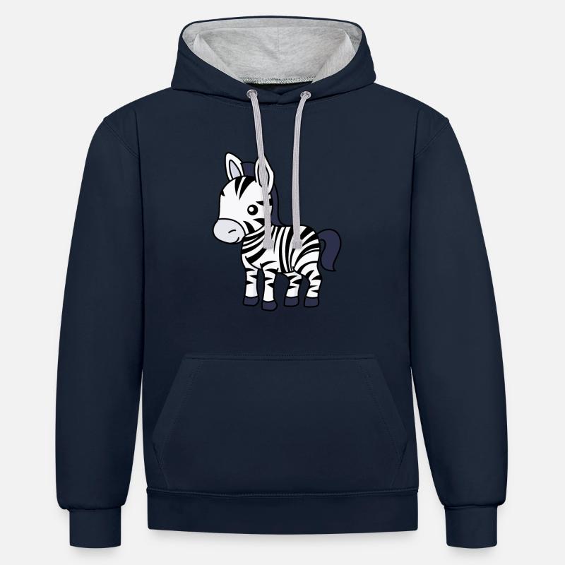 Zebra Comic Animal - Sweat à capuche contrasté - bleu marine/gris chiné