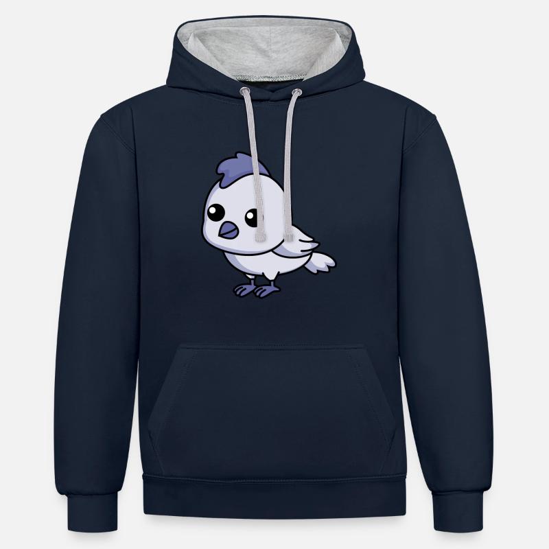 Poulet Comic Animal - Sweat à capuche contrasté - bleu marine/gris chiné