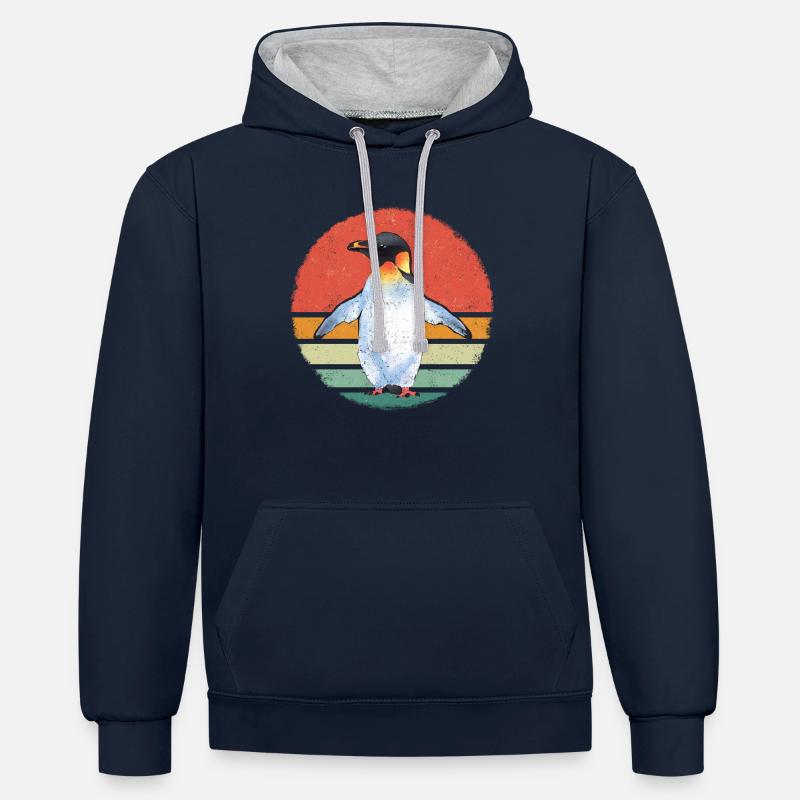 Pingouin Pingouin Animal - Sweat à capuche contrasté - bleu marine/gris chiné