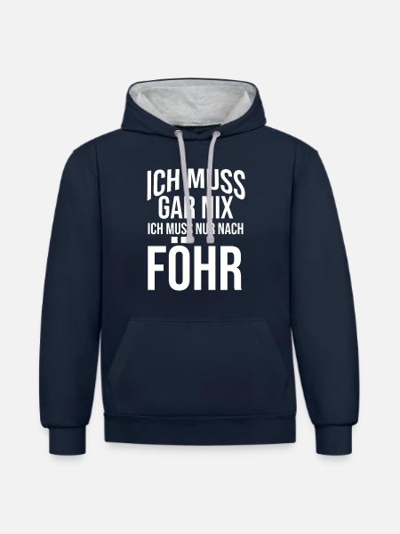 Nordsee Föhr - Kontrast-Hoodie - Navy/Grau meliert