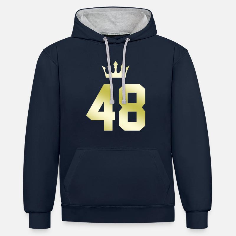 48 Couronne numérique - Sweat à capuche contrasté - bleu marine/gris chiné