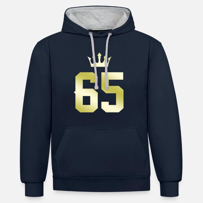 65 Couronne numérique - Sweat à capuche contrasté - bleu marine/gris chiné