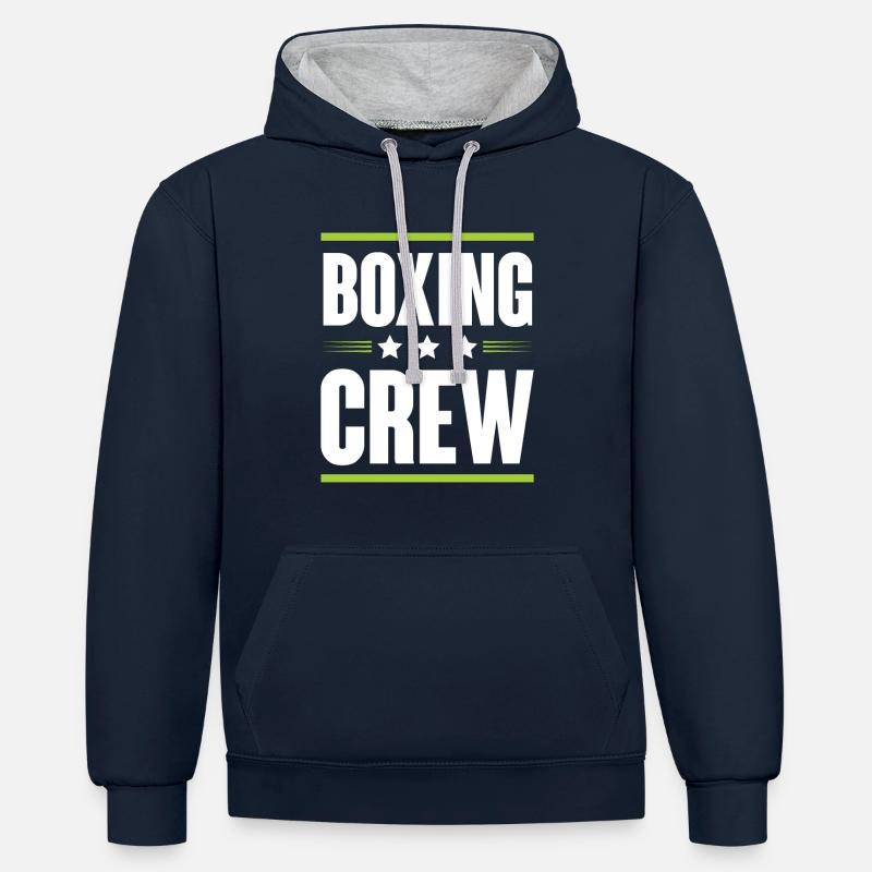 Équipe de boxe - Sweat à capuche contrasté - bleu marine/gris chiné