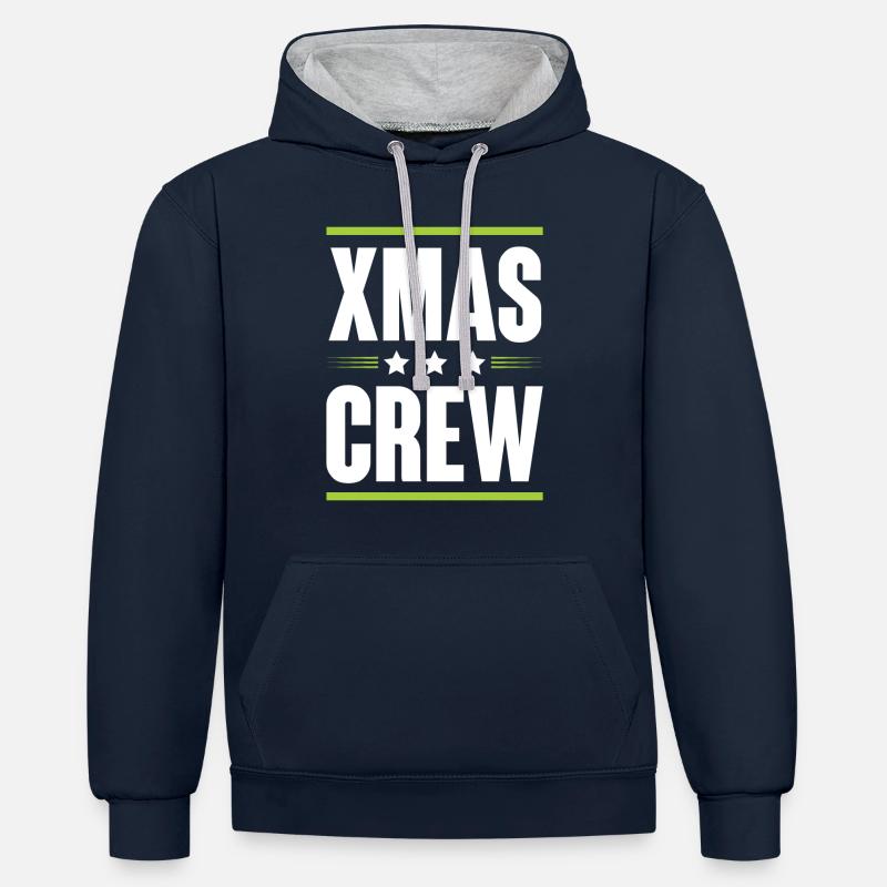 L’équipage de Xma - Sweat à capuche contrasté - bleu marine/gris chiné