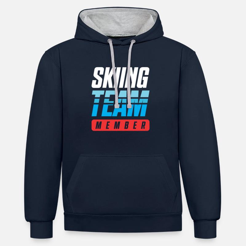 Équipe de ski - Sweat à capuche contrasté - bleu marine/gris chiné