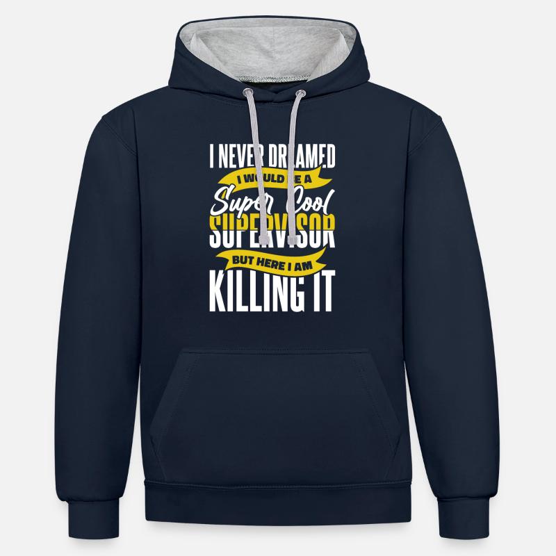 Supervisor Beruf - Kontrast-Hoodie - Navy/Grau meliert