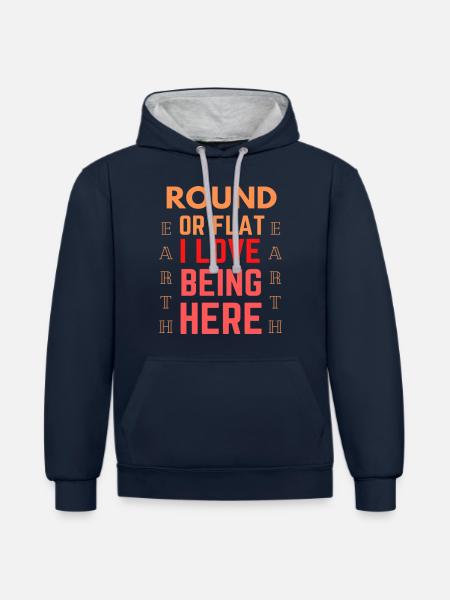 Funny Quote Flat Earth - Contrast hoodie - navy/heather grey