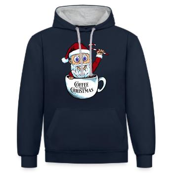 Santa Coffee Show Claus New Year Christmas Xmas - Kontrast-Hoodie - Navy/Grau meliert - Vorne - Nico (186cm)