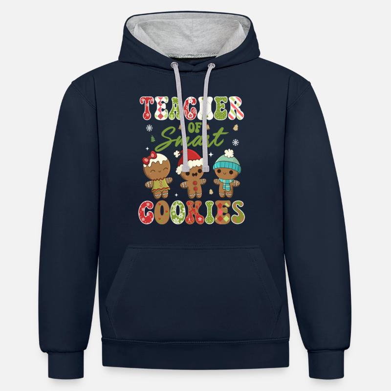 Enseignants Smart Cookies Noël - Sweat à capuche contrasté - bleu marine/gris chiné