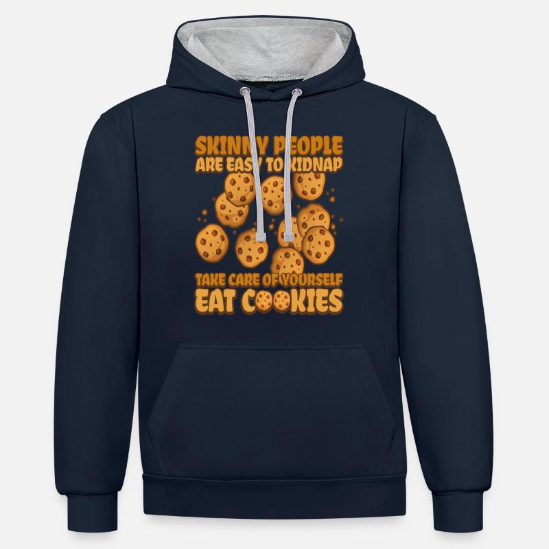 Cookie Quite Cookie Bakery - Sweat à capuche contrasté - bleu marine/gris chiné